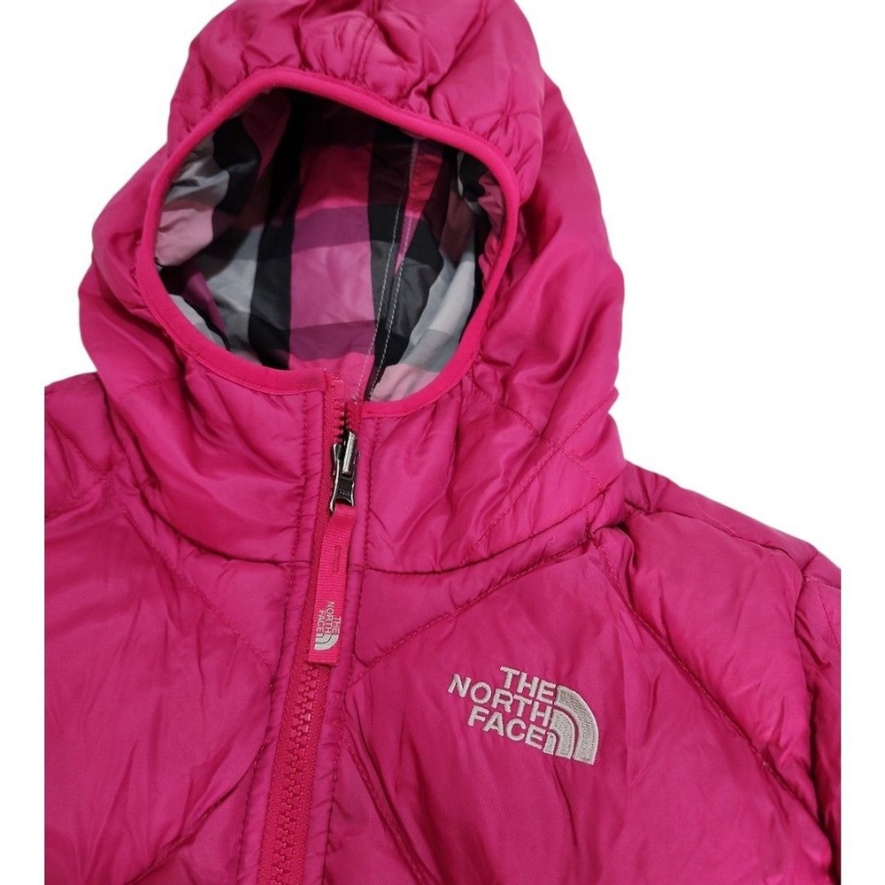 The North Face Puffer Jacket Girls M 10/12 Pink 550 Down Quilted Warm reversible - Picture 2 of 13